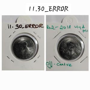 India - 2018 - 2 Rupees Hyderabad Mint off-centre Error Coin UNC