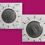 India - 1999 - 1 RUPEE Calcutta Mint 5O Clock Rotation Error Coin Used
