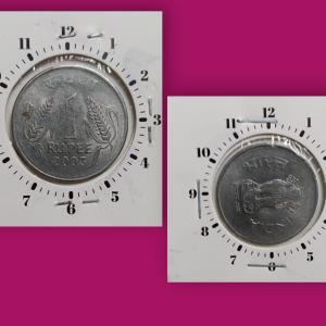 India - 2003 - 1 Rupee Calcutta Mint 3.00 O - Error Coin