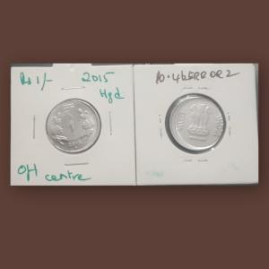 India - 1 Rupee 2015 Hyderabad Mint of f C - Error Coin