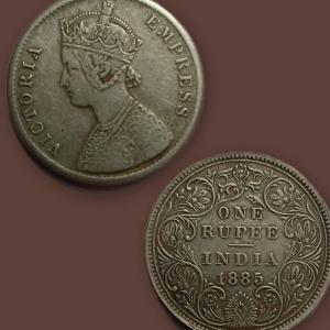 British India Coin Victoria Queen 1 Rupee 1885_Used