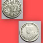 British India Coin George V 1/4 Rupee 1914 Used SILVER COIN