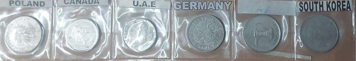 SET OF 6 Used Coins - Poland, Canada, USA, Germany, UAE, South Korea
