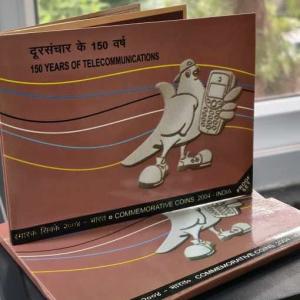 India - 2004 - 150 Years of Telecommunications (1854-2004) Rs. 100, Rs. 2 Commemorative Proof Coin set