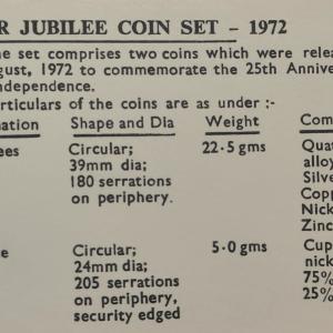 India - 1972 25th Anniversary of Independence 10 Rupees and 50 Paise Commemorative Coin Set