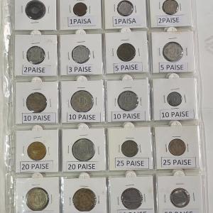India Decimal Republic Coin Type Set Collection 40 Different Coins from 1 Pice to Rs. 20 in Coin Holders With Sticker