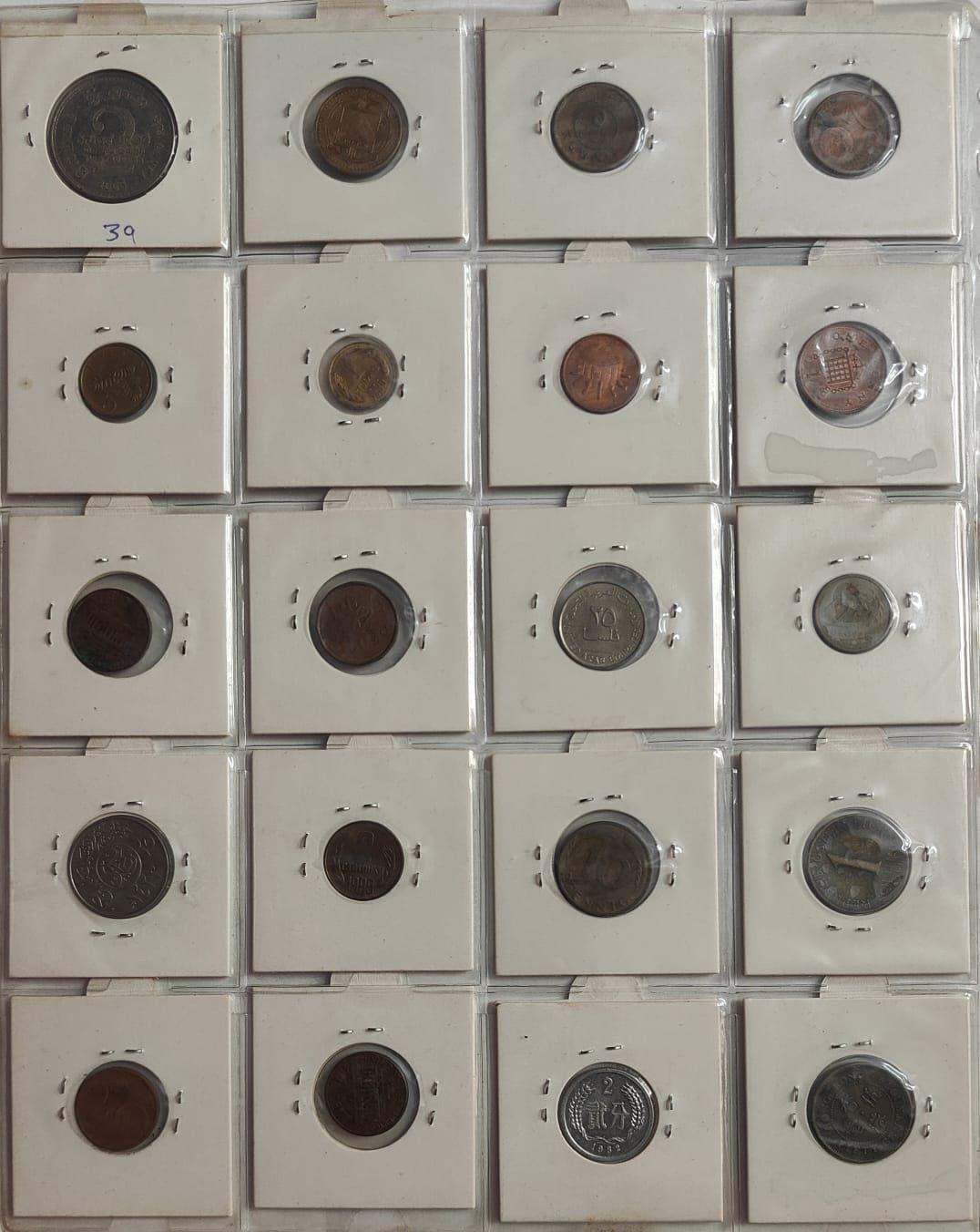World Foreign Coins Collection Lot 20 Different Countries With Coin Holders