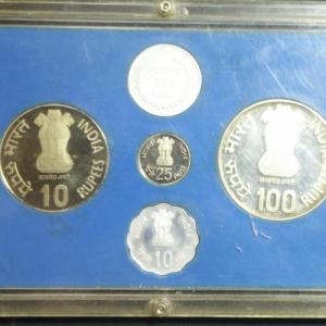1982 Asian Games Rs. 100, Rs. 10, Ps.25, Ps.10 (Proof Set) - Coin