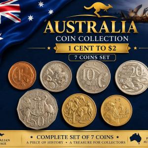 Australia 1 Cent To 2 Dollars Complete 7 Coin Denomination Set Used / Mixed Dates (No Specific Year Guarantee)