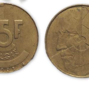 Belgium 5 Francs 1992 Used coin