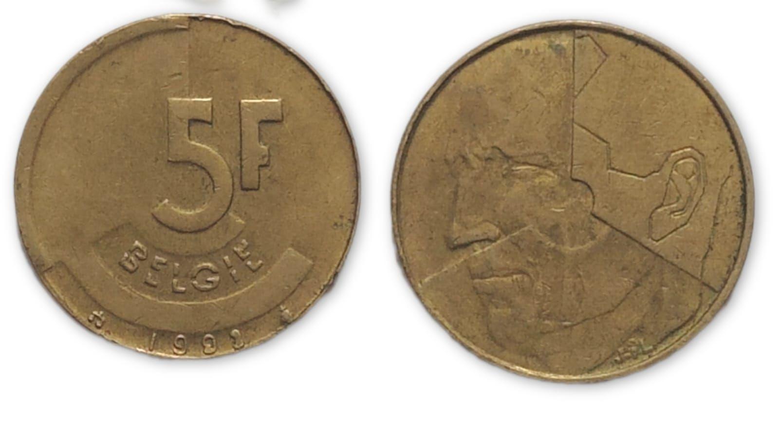Belgium 5 Francs 1992 Used coin