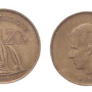 Belgium 20 Francs 1980 Used coin