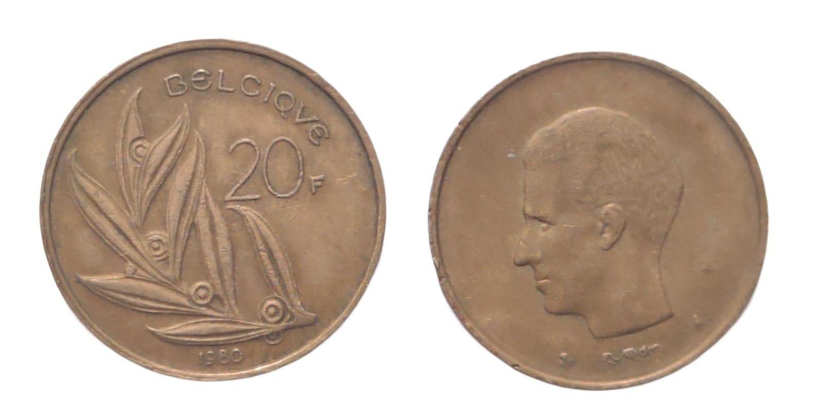 Belgium 20 Francs 1980 Used coin