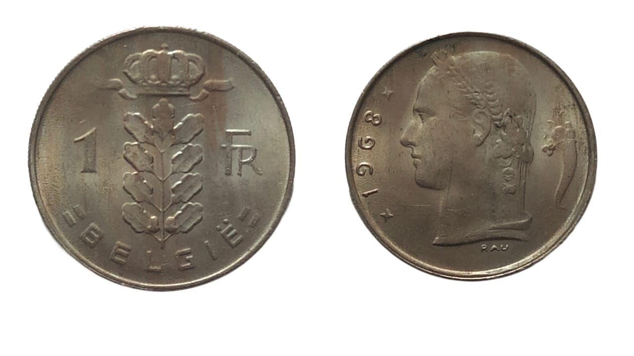 Belgium 1 Franc 1968 Used coin