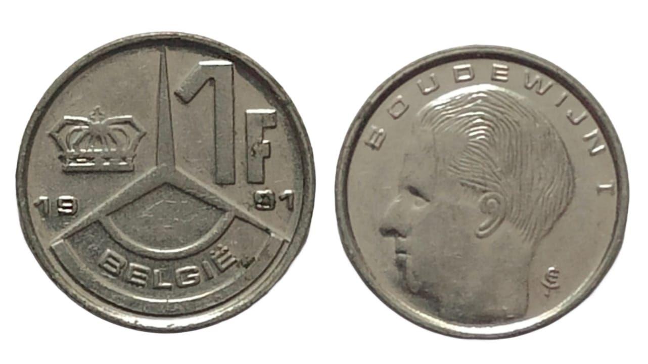 Belgium 1 Franc 1991 Used coin