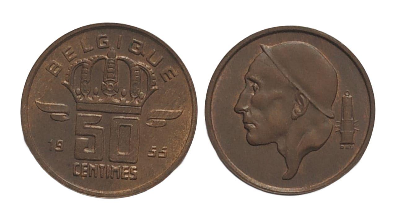 Belgium 50 Centimes 1955 Used coin