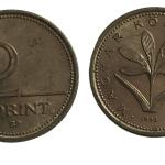 Hungary - 1993 2 Forint Copper-Nickel Coin Used
