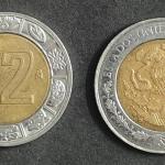 Mexico 2016- 2 Peso Bimetallic Eagle Coin Used