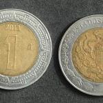 Mexico 2013 1 Peso Bimetallic Eagle Coin Used
