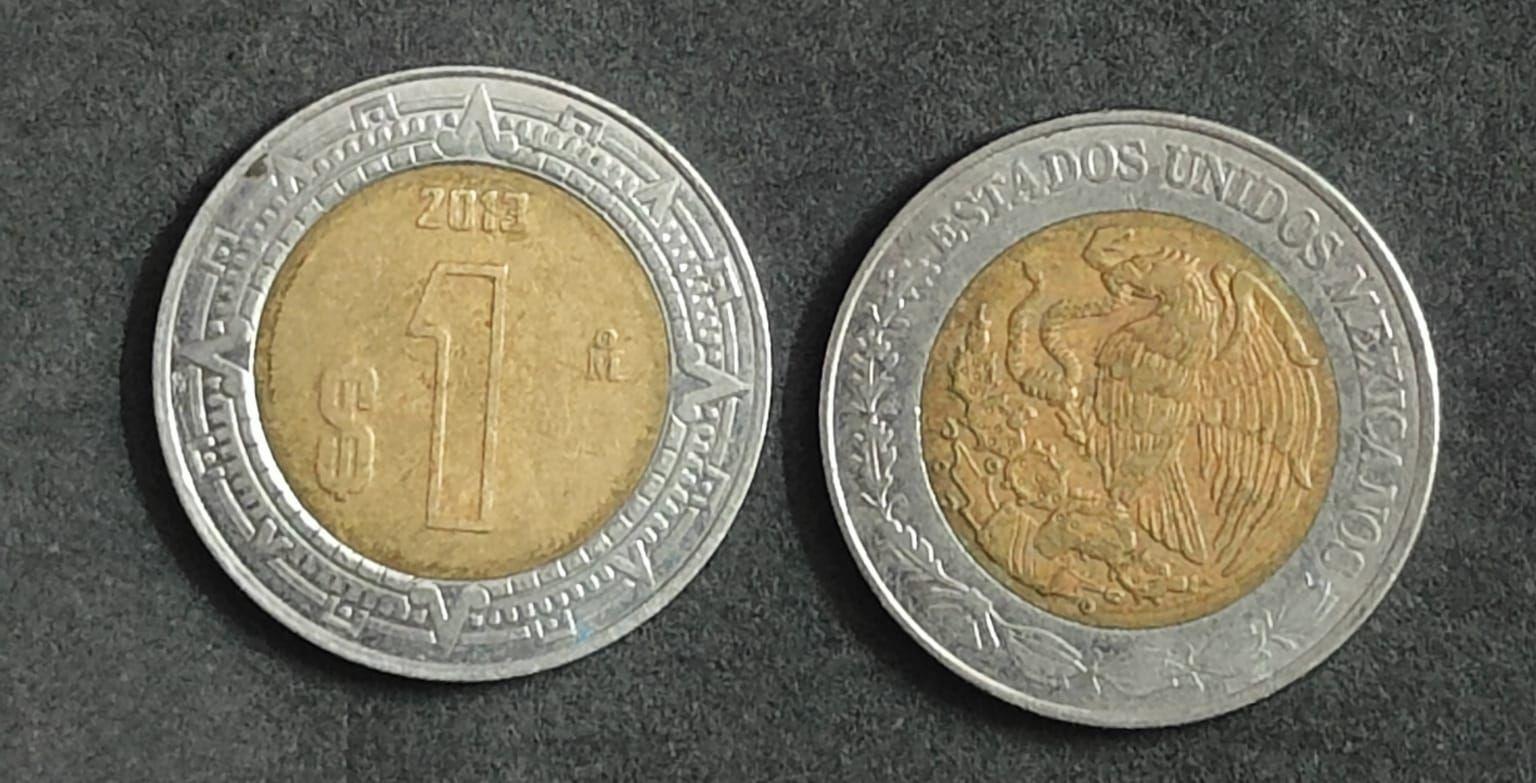 Mexico 2013 1 Peso Bimetallic Eagle Coin Used