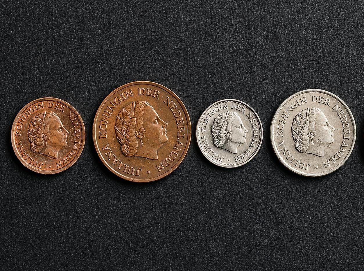 Netherlands Queen Juliana 1, 5, 10 And 25 Cents 4 Coin Denomination Set Used (No Guarantee Of Year)