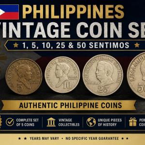 Philippines 1, 5, 10, 25 And 50 Sentimos Vintage 5 Coin Denomination Set Used 1971-1974 (No Specific Year Guarantee)