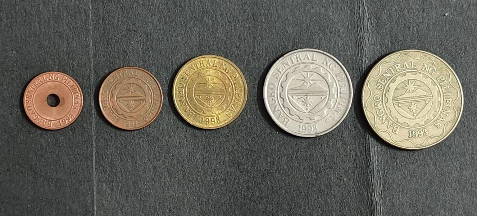 Philippines 5 Coin Denomination Set 5 Sentimo To 5 Piso Used (No Specific Year Guarantee)