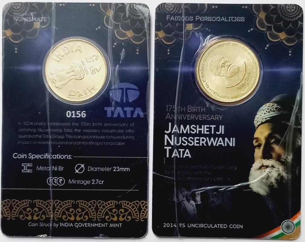 175th Birth Anniversary Jamshed Ji Nusserwanji Tata Rs. ATM card Rs.5 (Pvt)