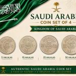 Saudi Arabia 1980 5, 10, 25 And 50 Halala Set Of 4 Used Coins 1400 AH. (No Guarantee Of Year)