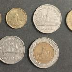 Thailand Coin Set of 6 - 25 and 50 Satang, 1, 2, 5, 10 Baht Buddhist Temple Architecture Mixed Years Used condition