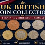 United Kingdom British Coin Collection PRE-DECIMAL and DECIMAL BRITISH COINS | "1 PENNY TO GBP 2 + VINTAGE SHILLINGS | 11 COIN SET"(no specific year guarantee)