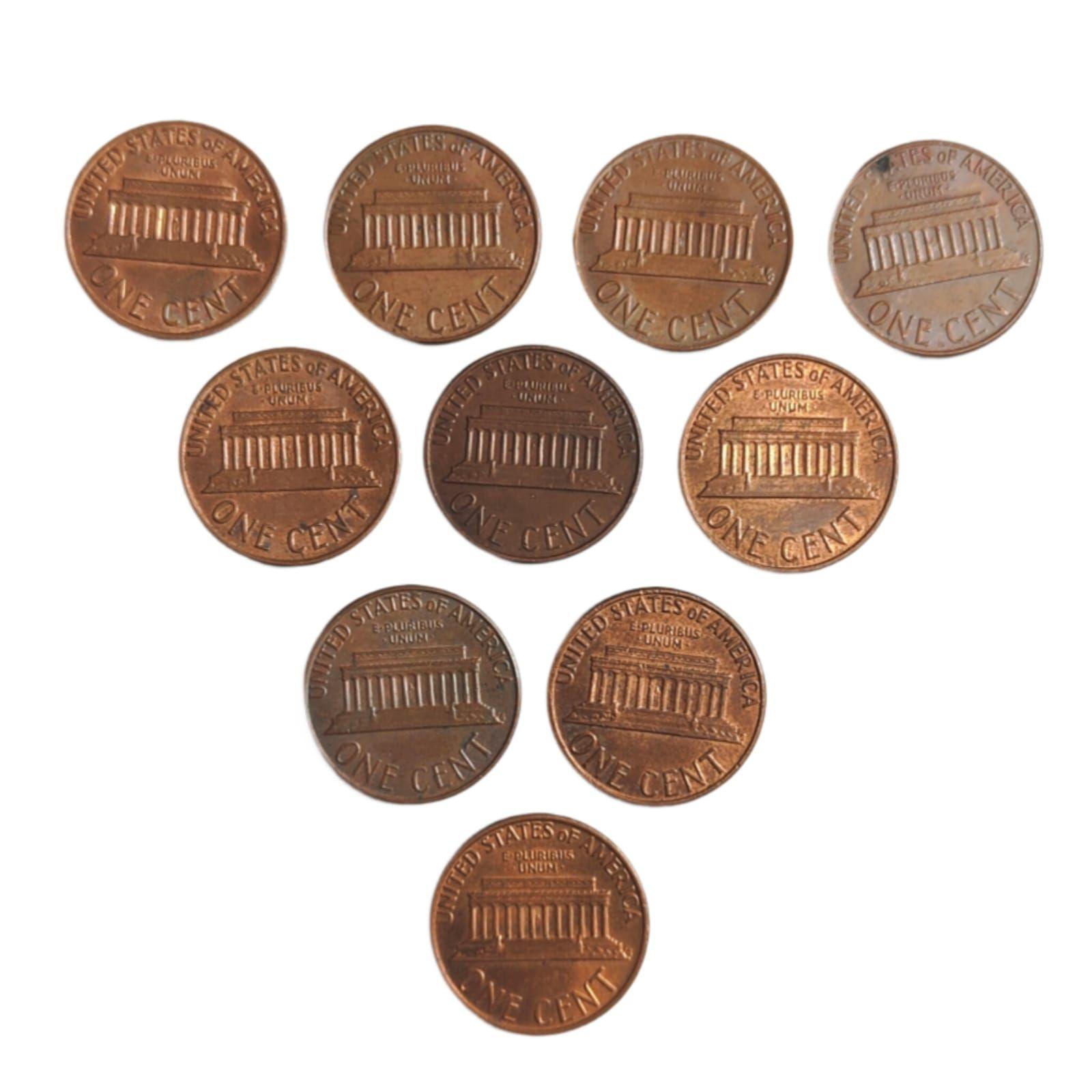 United States - 1 Cent 1971-1980 Year Wise Set of 10 Coins Used