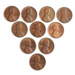 United States - 1 Cent 1971-1980 Year Wise Set of 10 Coins Used