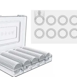 120PCS 19/20/22.5/25/27/30mm Clear Round Capsules With Storage Box