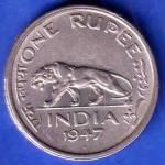 George VI King Emperor 1947 Bombay Mint One Rupee Coin SK802