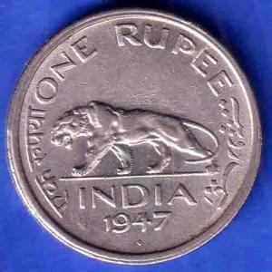 George VI King Emperor 1947 Bombay Mint One Rupee Coin SK802