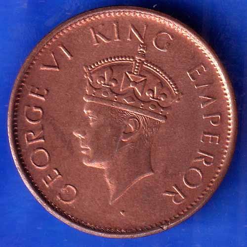 British India 1940 George VI King One Quarter Anna Copper Coin ANH1802