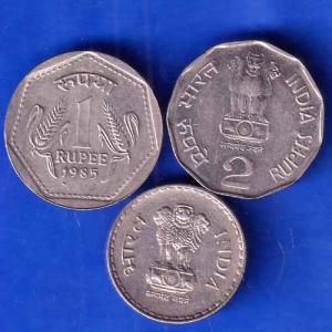 Republic India 3 coin set 1 (1985) rupee 2 (2000) rupee and 5 (2000) rupee with diffrent year ANH2001