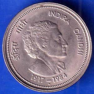 Republic India 1917-1984 Bombay Mint  Indira Gandhi 50 PAisa Coin ANH2101
