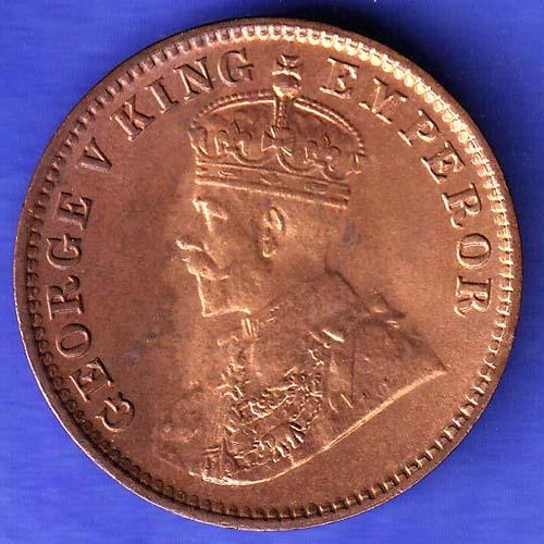 British India 1920 George V King ONE QUARTER Anna Copper Coin SK103