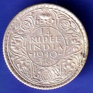 BRITISH INDIA 1940 george vi 1/4 RUPEE SILVER COIN SK303