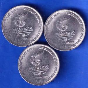 SET OF 3 : Republic India 2010 Delhi XIX Commonwealth Games in India Two Rupees ANH2661