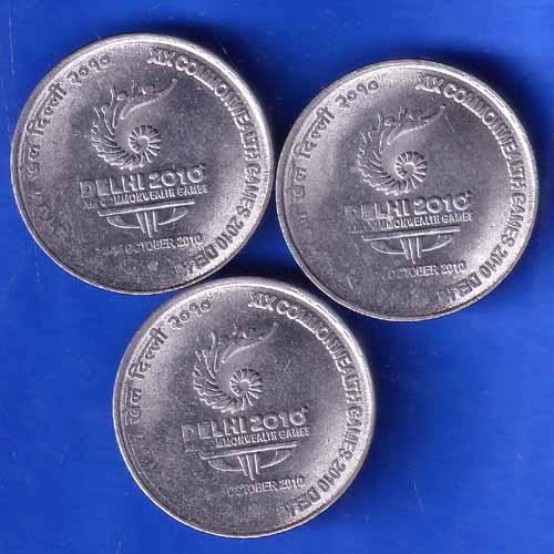 SET OF 3 : Republic India 2010 Delhi XIX Commonwealth Games in India Two Rupees ANH2661