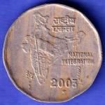 Republic India 2003 HYEDARABAD MINT National Integration 2 Rupees Coin SK670