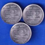 SET OF 3 : Republic India 2010 Delhi XIX Commonwealth Games in India Two Rupees ANH2661