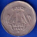 Republic India 1989 Hyderabad Mint One Rupee Coin ANH664
