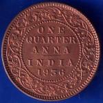 BRITISH INDIA 1936 GORGE V KING ONE QUARTER ANNA COPPER COIN ANH1514