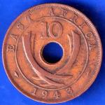 EAST AFRICA 1943 TEN CENTS Georgivs VI REX ET IND.IMP COIN ANH1763
