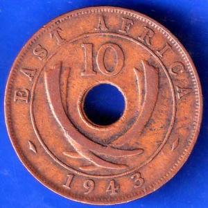EAST AFRICA 1943 TEN CENTS Georgivs VI REX ET IND.IMP COIN ANH1763