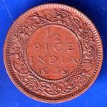 British India 1939 George V King Emperor Half Pice Coin ANH2015